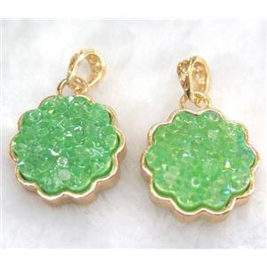 druzy resin pendant, gold plated, approx 23mm dia [GMPDA5886]