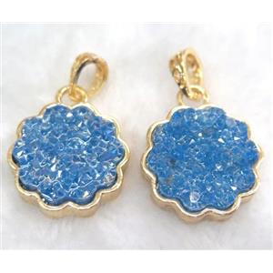 druzy resin pendant, gold plated, approx 23mm dia [GMPDA5887]