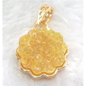 druzy resin pendant, gold plated, approx 23mm dia [GMPDA5888]