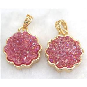 druzy resin pendant, gold plated, approx 23mm dia [GMPDA5889]