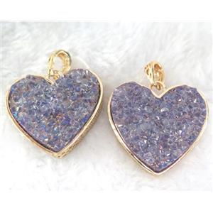 druzy resin pendant, gold plated, approx 28-33mm [GMPDA5895]
