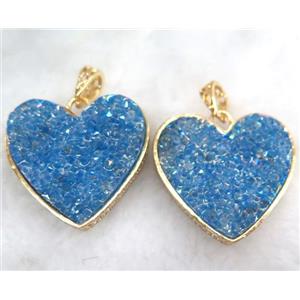 druzy resin pendant, gold plated, approx 28-33mm [GMPDA5897]