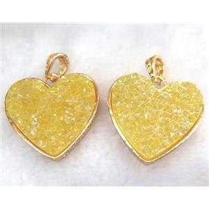 druzy resin pendant, gold plated, approx 28-33mm [GMPDA5898]