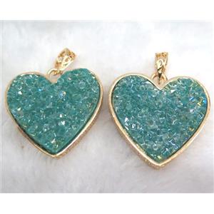 druzy resin pendant, gold plated, approx 28-33mm [GMPDA5901]