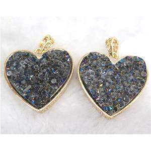 druzy resin pendant, gold plated, approx 28-33mm [GMPDA5902]