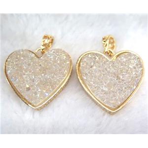druzy resin pendant, gold plated, approx 28-33mm [GMPDA5903]