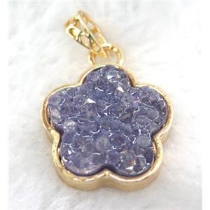 druzy resin pendant, gold plated, approx 23mm dia [GMPDA5905]