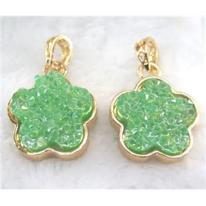 druzy resin pendant, gold plated, approx 23mm dia [GMPDA5906]