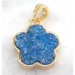 druzy resin pendant, gold plated, approx 23mm dia [GMPDA5907]