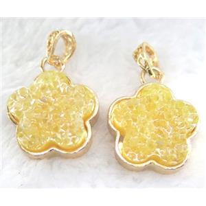 druzy resin pendant, gold plated, approx 23mm dia [GMPDA5908]
