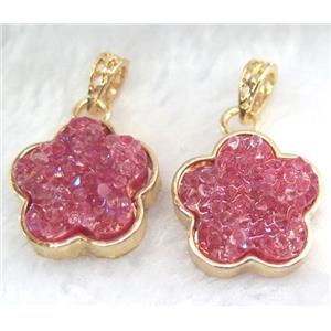 druzy resin pendant, gold plated, approx 23mm dia [GMPDA5909]