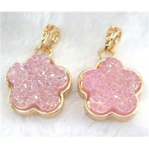 druzy resin pendant, gold plated, approx 23mm dia [GMPDA5910]