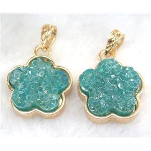 druzy resin pendant, gold plated, approx 23mm dia [GMPDA5911]