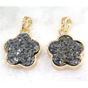 druzy resin pendant, gold plated, approx 23mm dia [GMPDA5912]