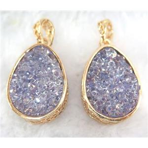 druzy resin pendant, gold plated, approx 20-28mm [GMPDA5914]