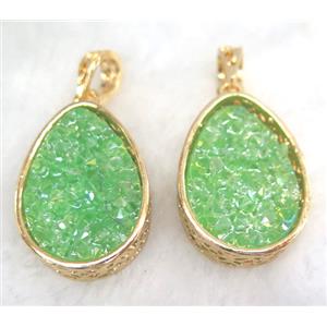 druzy resin pendant, gold plated, approx 20-28mm [GMPDA5915]
