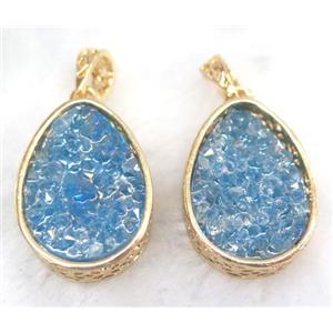 druzy resin pendant, gold plated, approx 20-28mm [GMPDA5916]