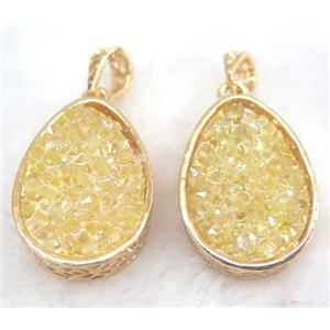 druzy resin pendant, gold plated, approx 20-28mm [GMPDA5917]