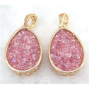 druzy resin pendant, gold plated, approx 20-28mm [GMPDA5918]