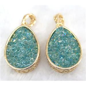 druzy resin pendant, gold plated, approx 20-28mm [GMPDA5920]