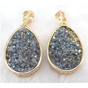 druzy resin pendant, gold plated, approx 20-28mm [GMPDA5921]