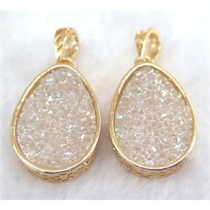 druzy resin pendant, gold plated, approx 20-28mm [GMPDA5922]