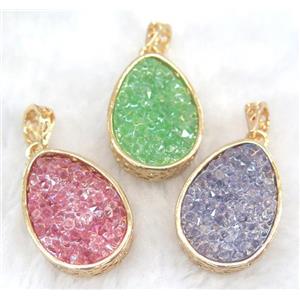 druzy resin pendant, gold plated, approx 20-28mm [GMPDA5923]