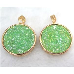 druzy resin pendant, gold plated, approx 28mm dia [GMPDA5925]