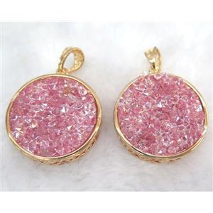 druzy resin pendant, gold plated, approx 28mm dia [GMPDA5928]