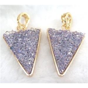 druzy resin pendant, gold plated, approx 24-28mm [GMPDA5934]