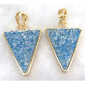 druzy resin pendant, gold plated, approx 24-28mm [GMPDA5936]