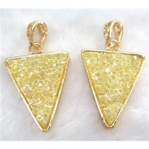 druzy resin pendant, gold plated, approx 24-28mm [GMPDA5937]