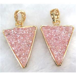 druzy resin pendant, gold plated, approx 24-28mm [GMPDA5939]