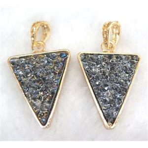 druzy resin pendant, gold plated, approx 24-28mm [GMPDA5941]