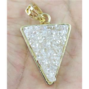druzy resin pendant, gold plated, approx 24-28mm [GMPDA5942]