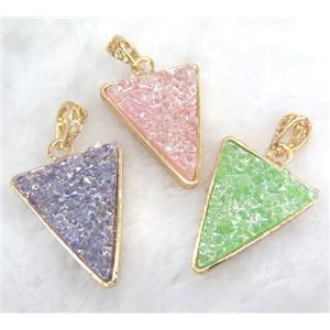 druzy resin pendant, gold plated, approx 24-28mm [GMPDA5943]