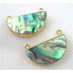 paua abalone shell pendant, moon shape, gold plated, approx 15-30mm [GMPDA5951]