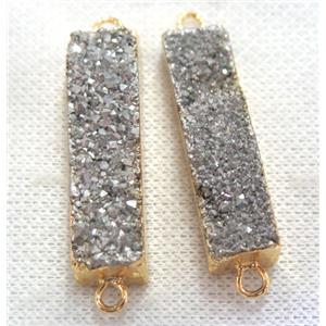 druzy quartz connector, silver, rectangle, gold plated, approx 10-40mm [GMPDA6001]