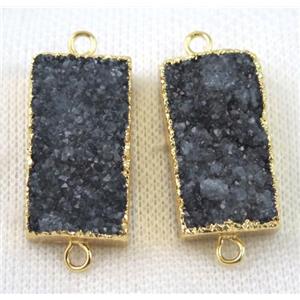 black druzy quartz connector, rectangle, gold plated, approx 15-30mm [GMPDA6003]
