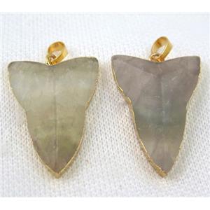 Fluorite pendant, shield, gold plated, approx 25-35mm [GMPDA6004]