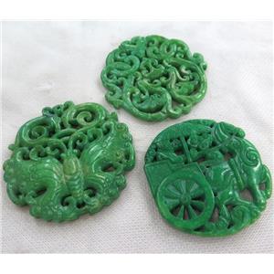 henan jade pendant, flat round, green, approx 55-65mm [GMPDA6051]