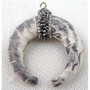 resin horn pendant paved rhinestone, approx 38-40mm [GMPDA6073]
