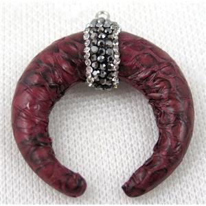 resin horn pendant paved rhinestone, approx 38-40mm [GMPDA6074]