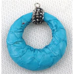 gemstone pendant paved rhinestone, approx 35mm dia [GMPDA6084]