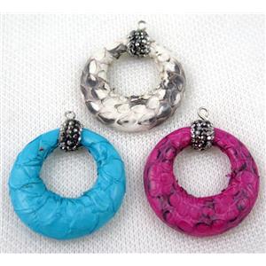 gemstone pendant paved rhinestone, approx 35mm dia [GMPDA6087]