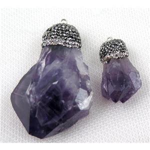Amethyst pendant paved rhinestone, approx 20-55mm [GMPDA6101-L]
