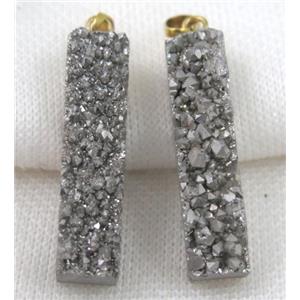 quartz druzy pendant, rectangle, silver, approx 10-40mm [GMPDA6209]