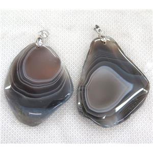 Botswana Agate Slice pendant, freeform, approx 30-55mm [GMPDA6237]