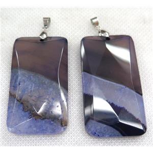 purple druzy agate pendant, faceted rectangle, approx 30-55mm [GMPDA6250]