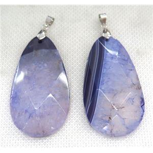 purple druzy agate pendant, faceted teardrop, approx 30-55mm [GMPDA6255]